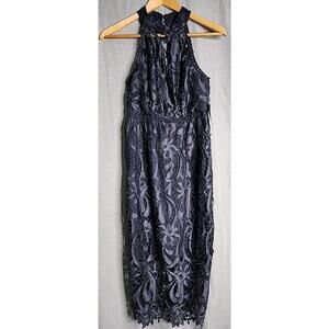 Bardot Isa Lace Halter Midi Dress Size 4 XS Indigo Blue High Neck Lined Flaw